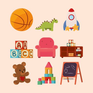 çocuk oyuncakları simgesi seti