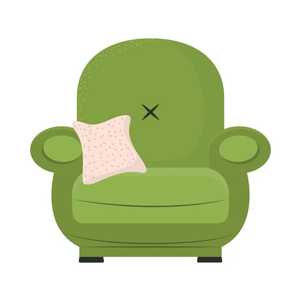 Πράσινος καναπές με μαξιλάρι — Διανυσματικό Αρχείο