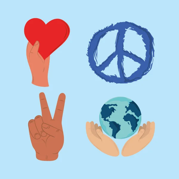 Barış ve sevgi simgeleri — Stok Vektör