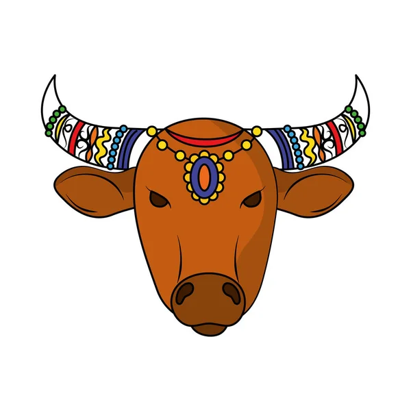 Корова с декоративными рогами — стоковый вектор