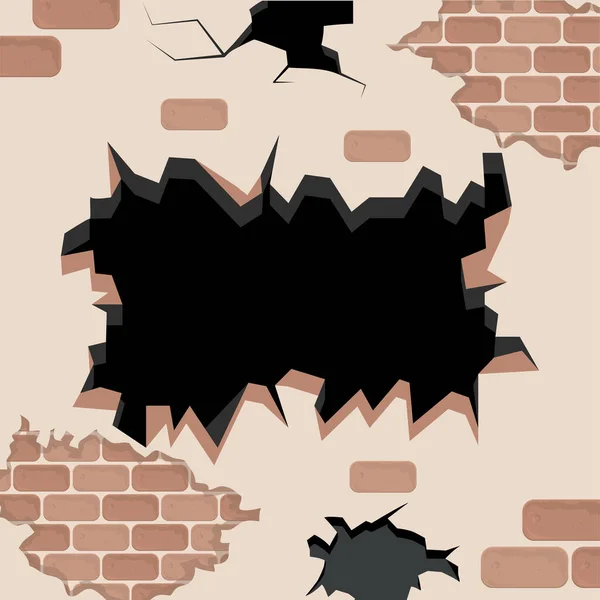 Mur de briques avec trou — Image vectorielle