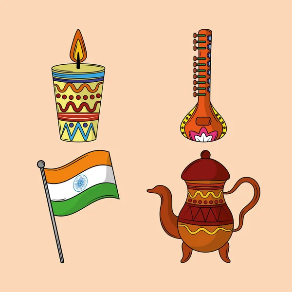 Ikona obiektów indyjskich kultury — Wektor stockowy