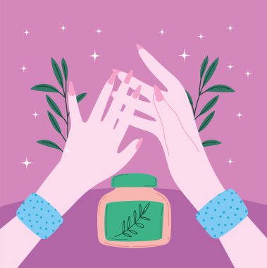 Kremalı manikürlü eller.