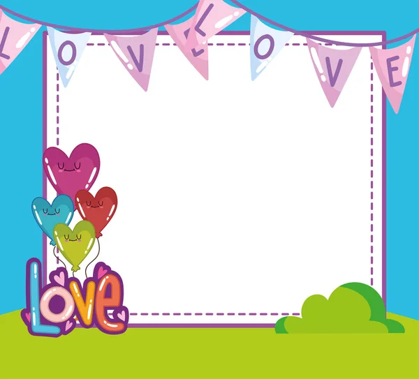 Amor letras y banner — Vector de stock