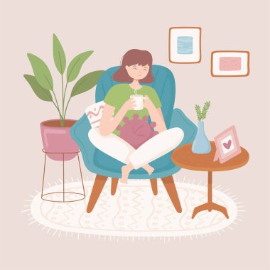 Bir fincan kahveli kadın.