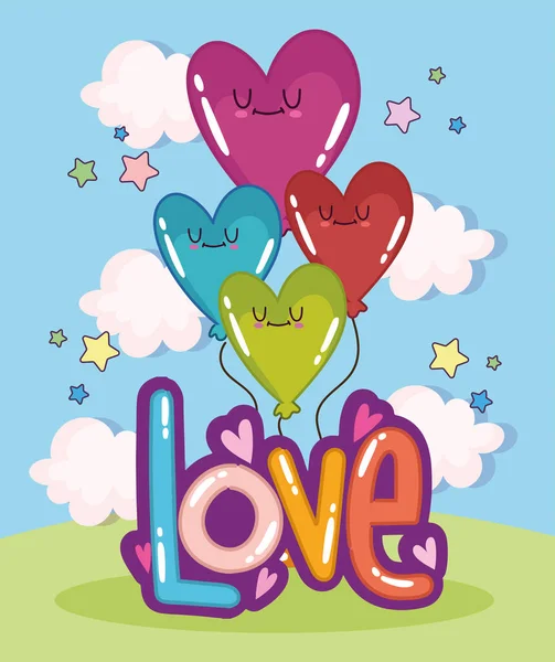 Cute love and balloons — 图库矢量图片