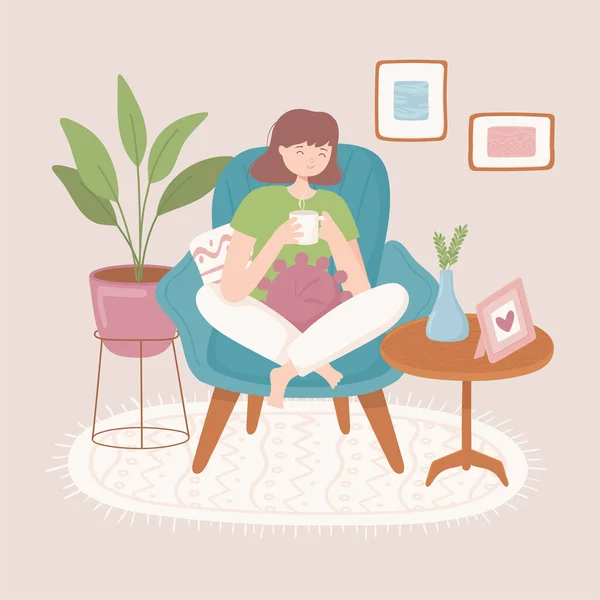 Femme avec tasse de café — Image vectorielle