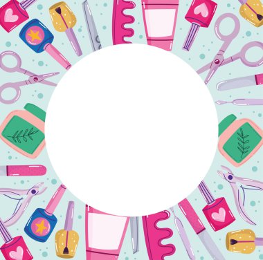 Manikür ekipmanları çizgi filmi