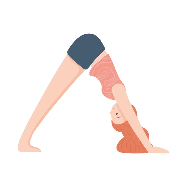 Mujer practicando yoga — Vector de stock