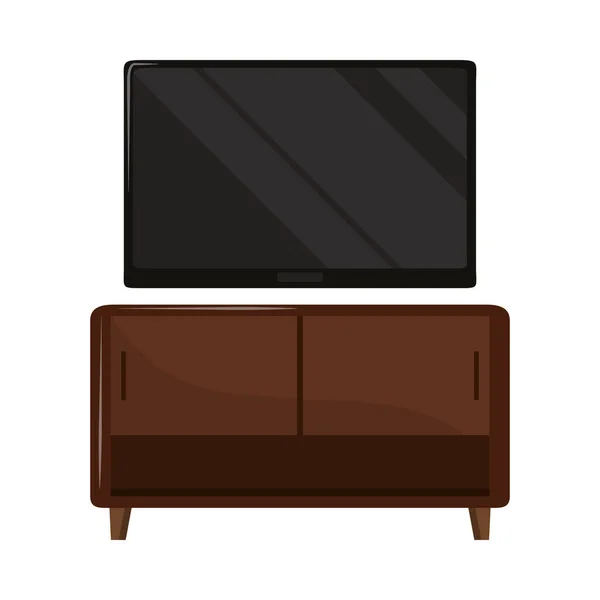 Tv and wood furniture — 图库矢量图片