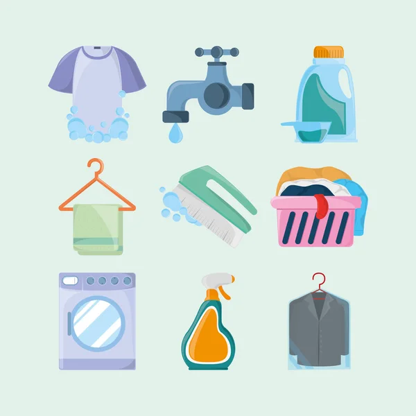 Laundry objects icons — Stock Vector