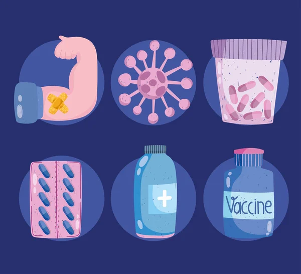 Icon set vaccine — 图库矢量图片