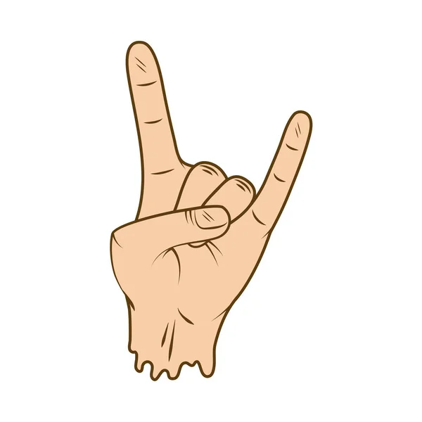 Mano izquierda rock and roll — Vector de stock