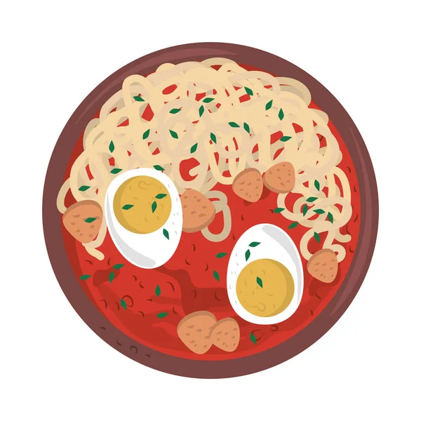 Deliciosa sopa de huevo comida — Vector de stock