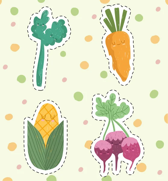 Desenhos animados vegetais bonitos — Vetor de Stock