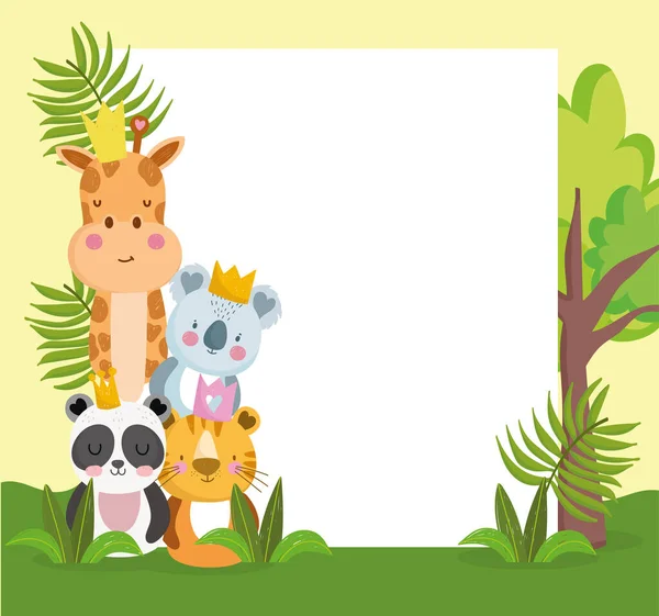 Jungle animals cute — Stock Vector