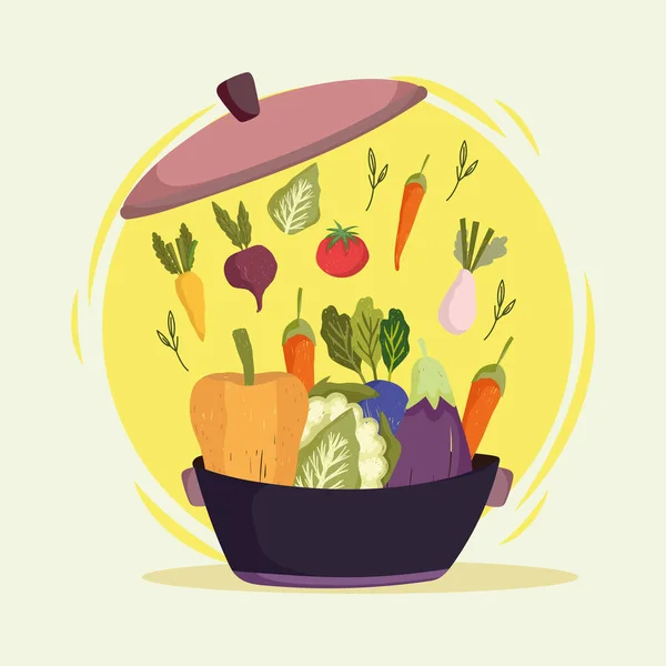 Gemüse frisch im Topf — Stockvektor