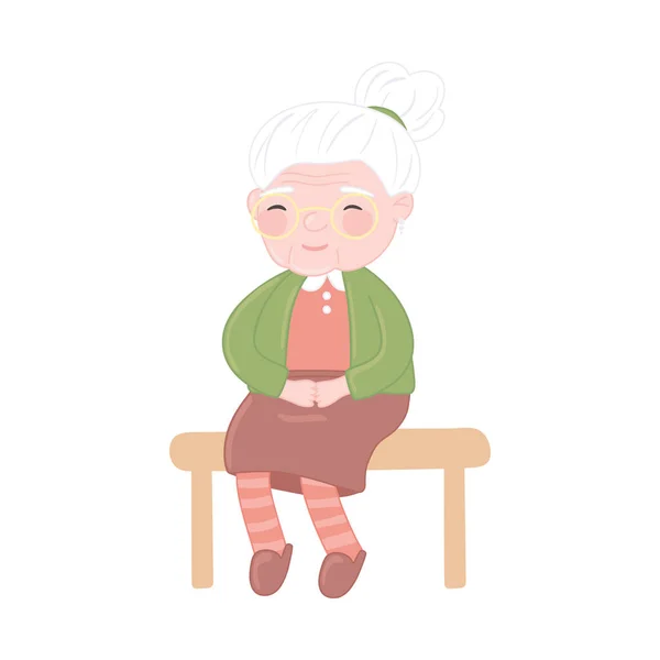 Roztomilá babička sedí — Stockový vektor