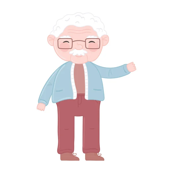 Lindo abuelo de dibujos animados — Vector de stock