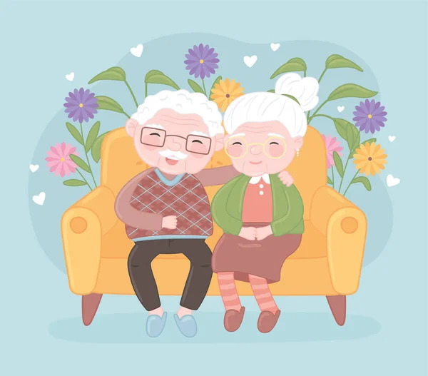 Lindo viejo pareja sonriendo — Vector de stock