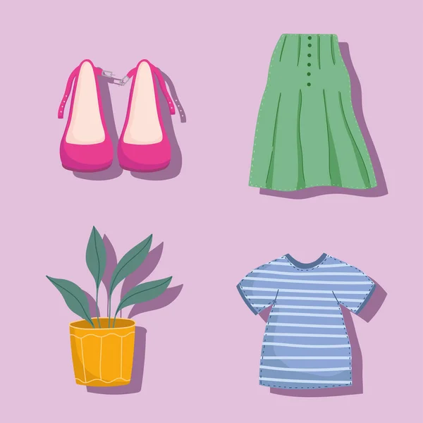 Set vestiti e piante — Vettoriale Stock