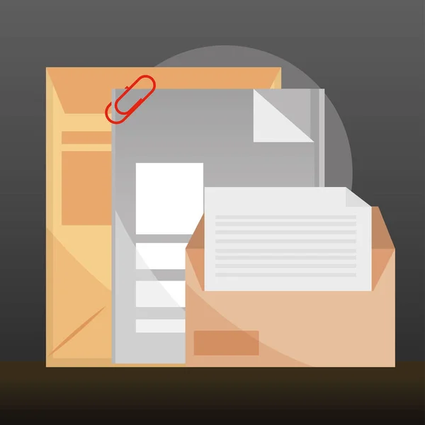Envelopes de papelada e arquivo — Vetor de Stock