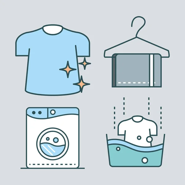 Ícones de lavanderia — Vetor de Stock