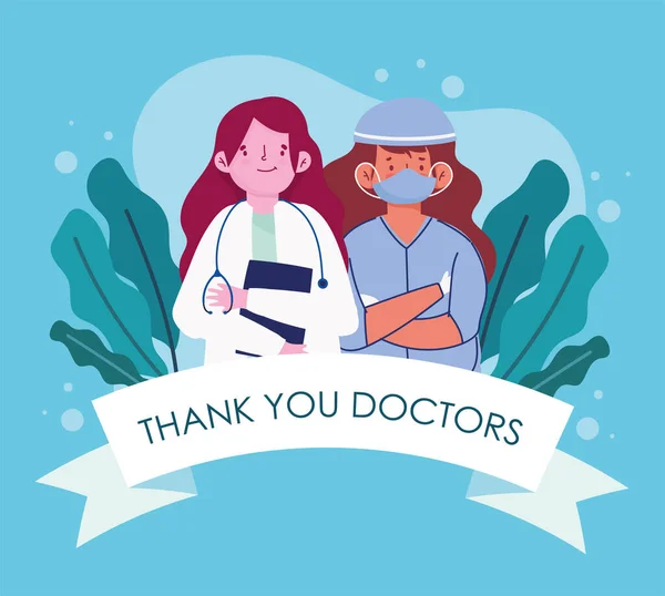 Female doctor and nurse — Stock Vector