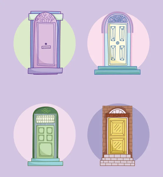 Front doors to houses — Stock Vector