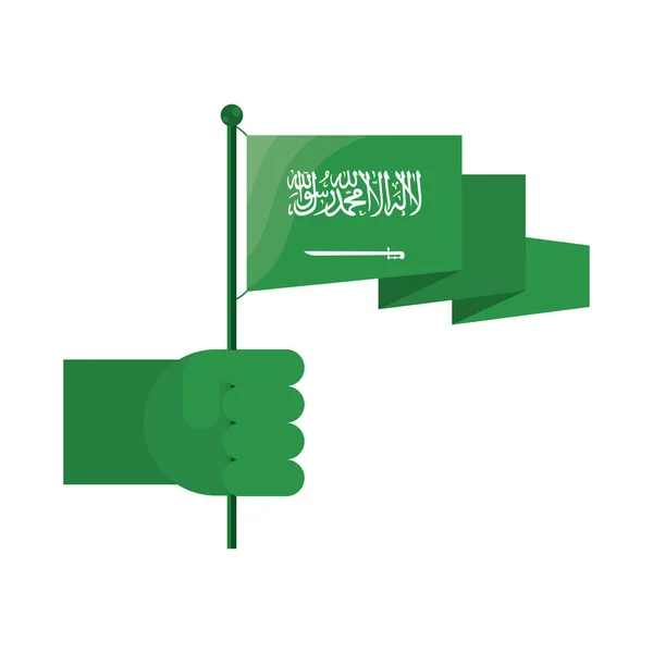 Hand med flagga Saudiarabien — Stock vektor
