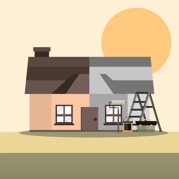 Home improvement before and after — Stock Vector