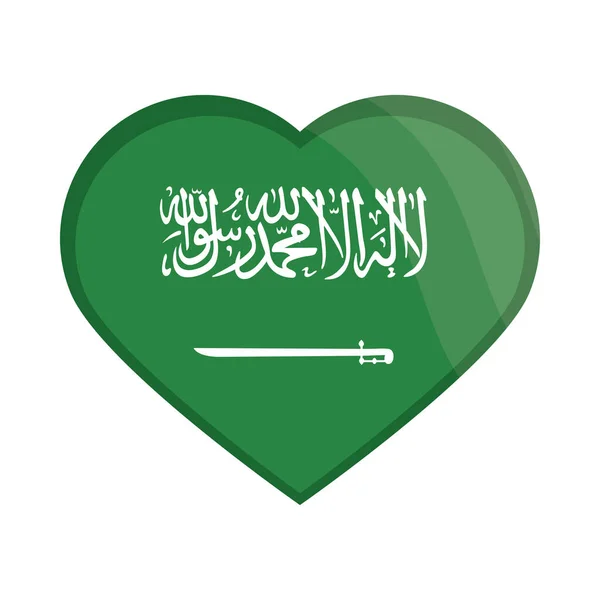 Bandera arabia saudí en el corazón — Archivo Imágenes Vectoriales