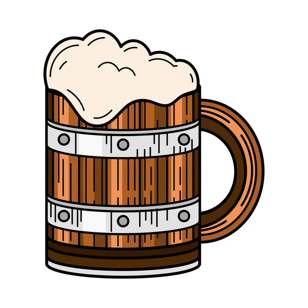 Dřevěný hrnek piva — Stockový vektor