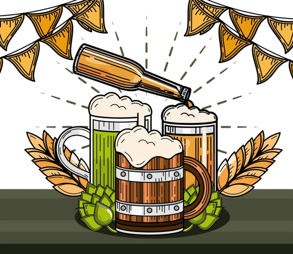 Oktoberfest bir dan makanan - Stok Vektor