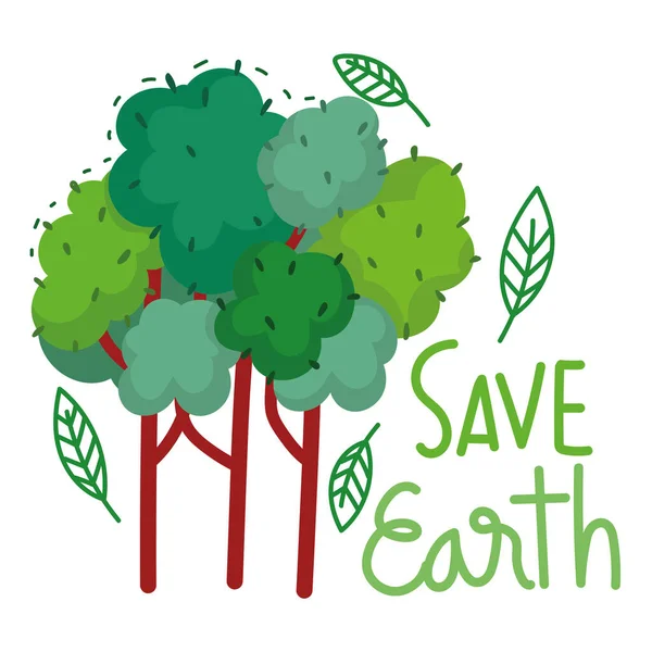 Spara jord och träd — Stock vektor