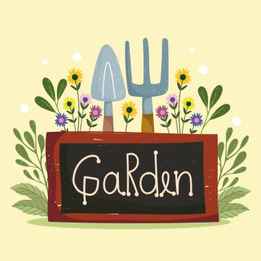 bahçe araçları ve kara tahta