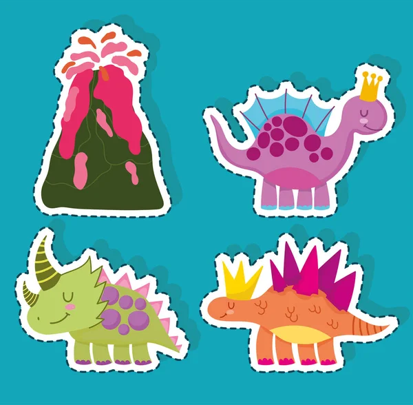 Cute zestaw dinozaurów — Wektor stockowy