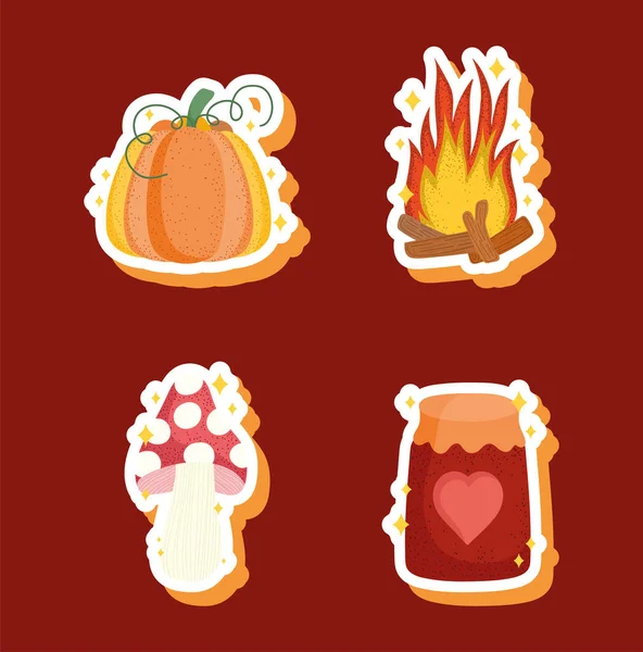 Conjunto de dibujos animados otoño — Vector de stock