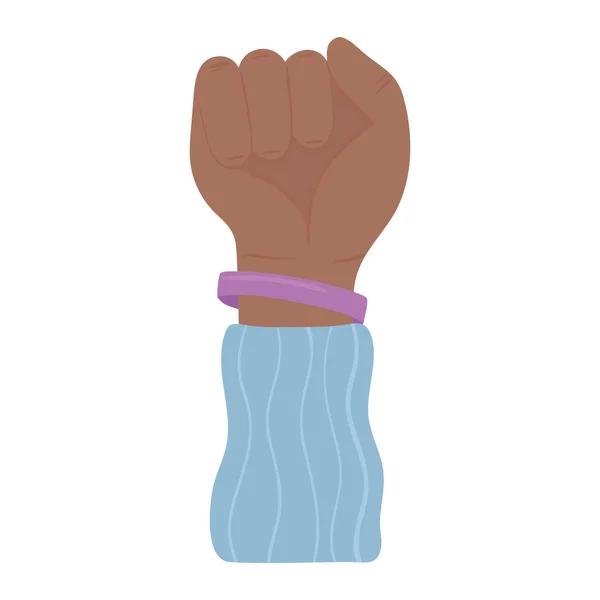 Black raised hand in fist — Stockvector