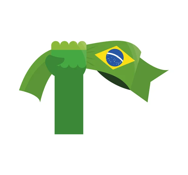 Mano con bandera de Brasil — Archivo Imágenes Vectoriales