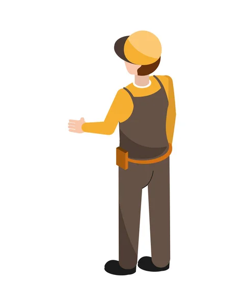 Standing worker back view — Stock Vector