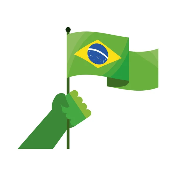 Brazil flag in hand — Wektor stockowy