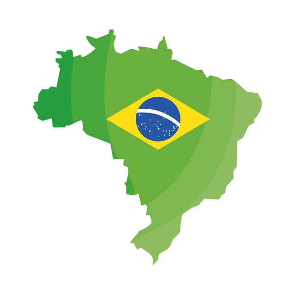 Brasil mapa e bandeira — Vetor de Stock