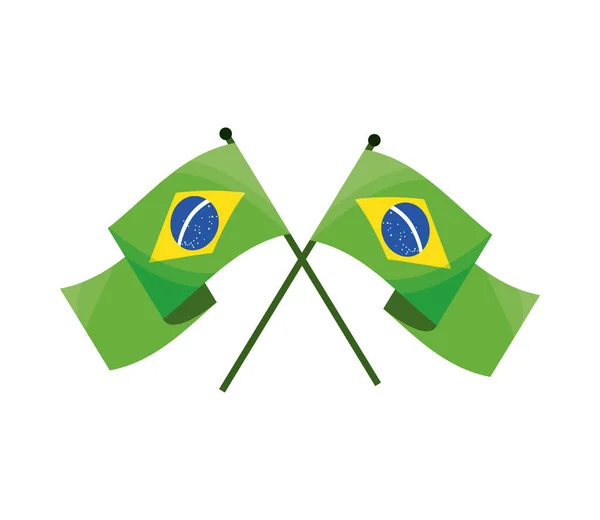 Brasilianische Flaggen gekreuzt — Stockvektor