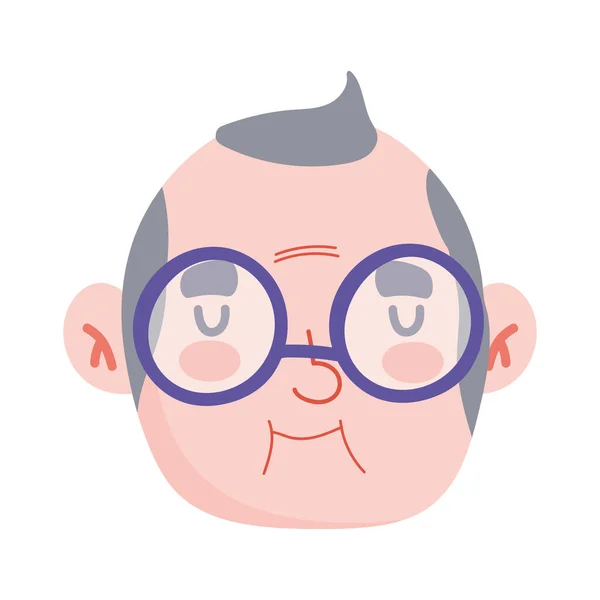 Cara de abuelo con gafas — Vector de stock