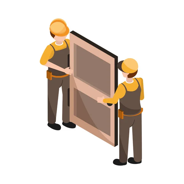 Worker men with door — Stock Vector