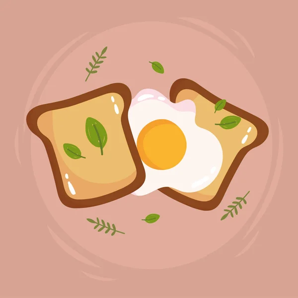 Healthy eggs and bread — Stock Vector