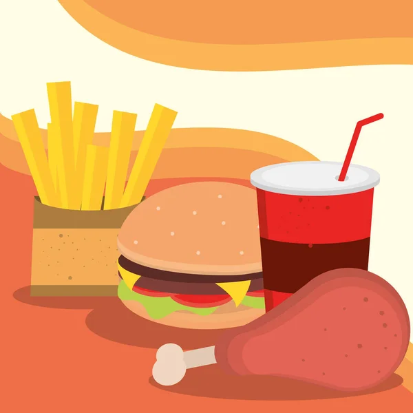 Gyorsétterem burger csirke — Stock Vector
