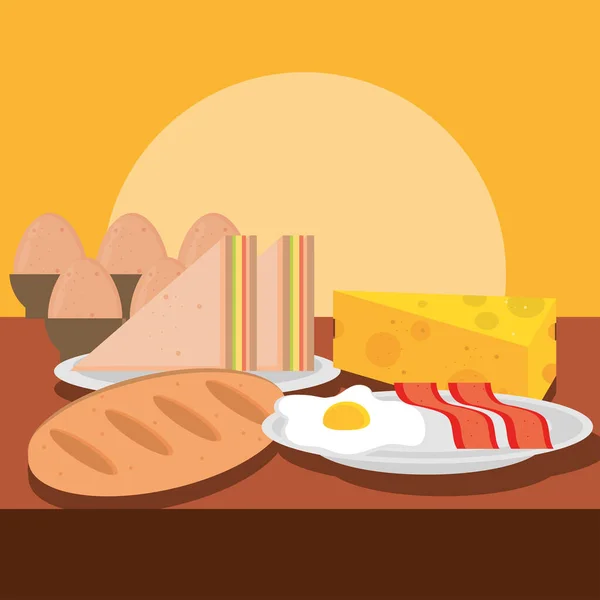 Menú de desayuno comida q — Archivo Imágenes Vectoriales