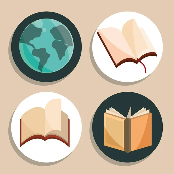 Literacy day icon set — Stock Vector
